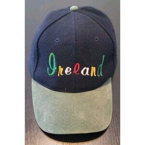 Blue Wool IRELAND Hat Green Bill Adjustable Strap Back